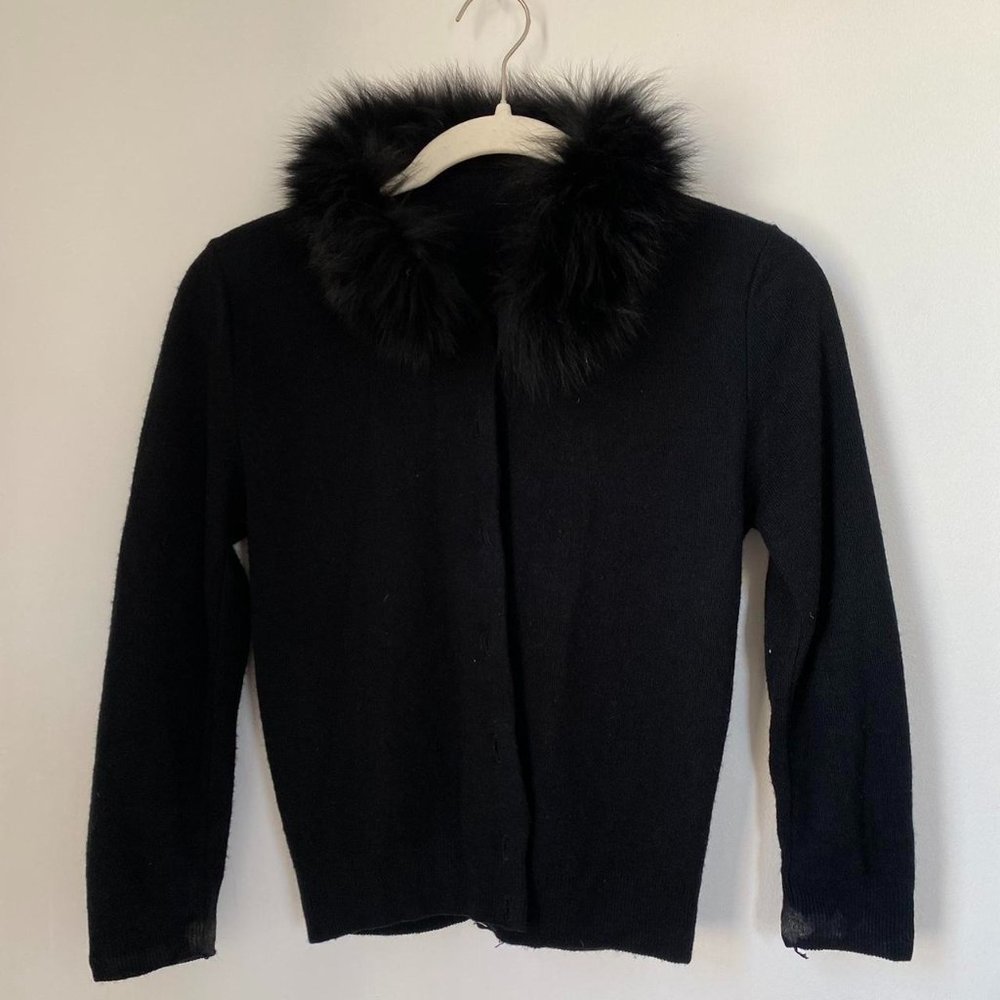 Black Cashmere Cardigan With Real
